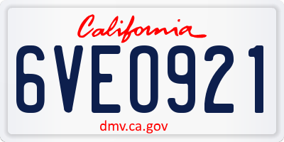 CA license plate 6VEO921