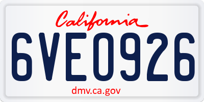 CA license plate 6VEO926