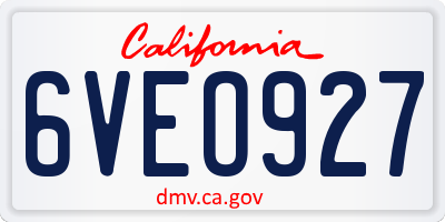 CA license plate 6VEO927