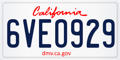 CA license plate 6VEO929
