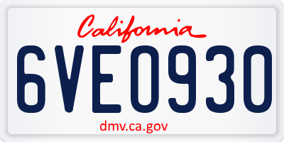CA license plate 6VEO930