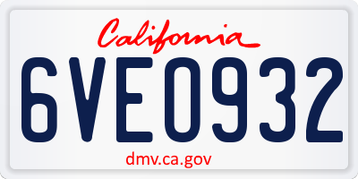 CA license plate 6VEO932