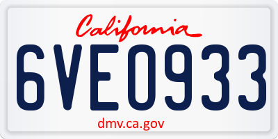 CA license plate 6VEO933