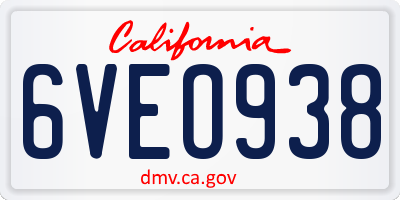 CA license plate 6VEO938
