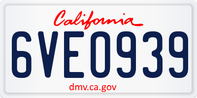 CA license plate 6VEO939