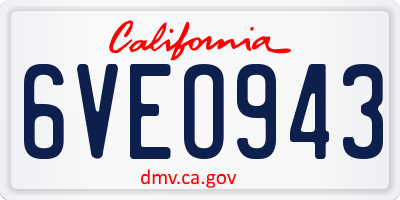 CA license plate 6VEO943