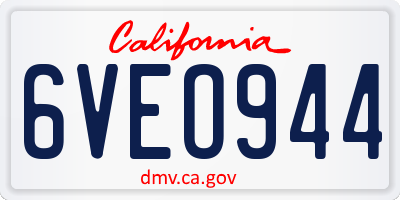 CA license plate 6VEO944