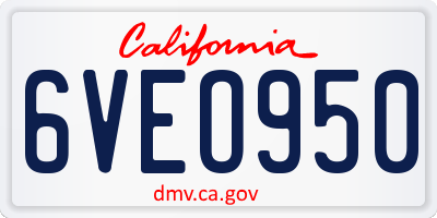 CA license plate 6VEO950