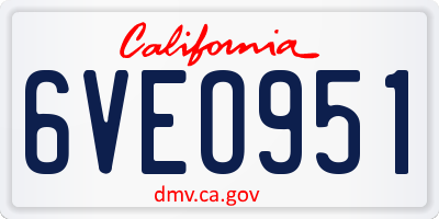 CA license plate 6VEO951