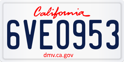 CA license plate 6VEO953