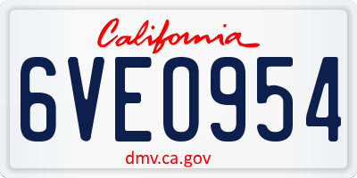 CA license plate 6VEO954