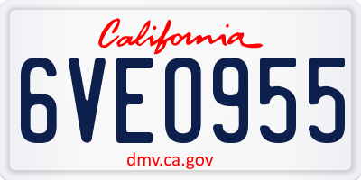 CA license plate 6VEO955