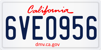 CA license plate 6VEO956