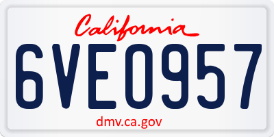 CA license plate 6VEO957