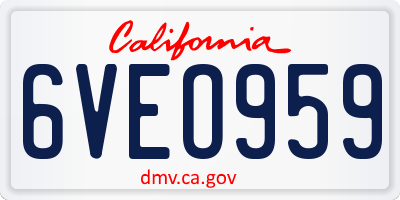 CA license plate 6VEO959