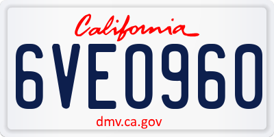CA license plate 6VEO960