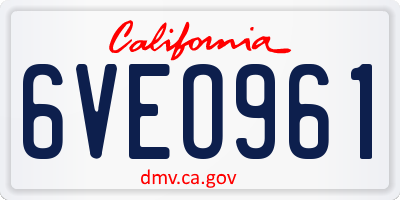 CA license plate 6VEO961