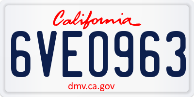 CA license plate 6VEO963