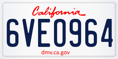 CA license plate 6VEO964