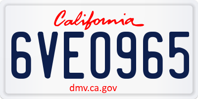 CA license plate 6VEO965