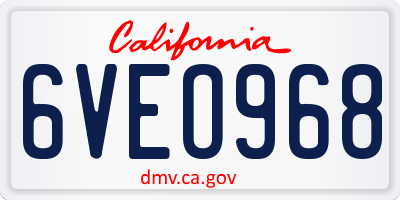 CA license plate 6VEO968