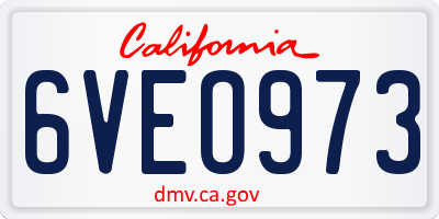 CA license plate 6VEO973