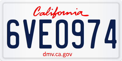 CA license plate 6VEO974