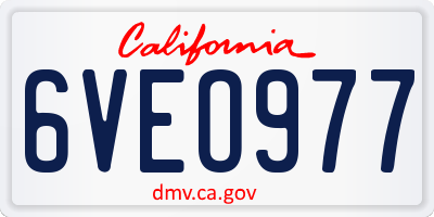 CA license plate 6VEO977