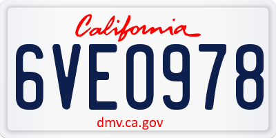 CA license plate 6VEO978