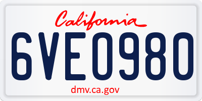CA license plate 6VEO980