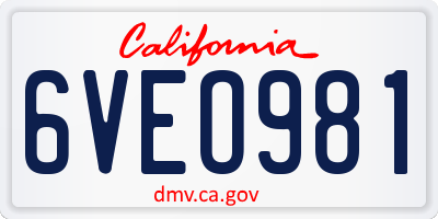 CA license plate 6VEO981