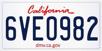 CA license plate 6VEO982