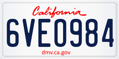 CA license plate 6VEO984