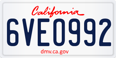 CA license plate 6VEO992