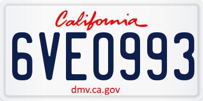 CA license plate 6VEO993