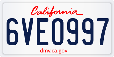 CA license plate 6VEO997