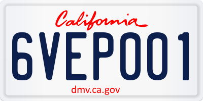 CA license plate 6VEP001