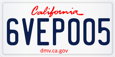 CA license plate 6VEP005