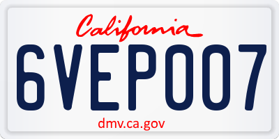 CA license plate 6VEP007