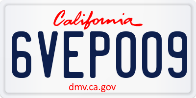 CA license plate 6VEP009