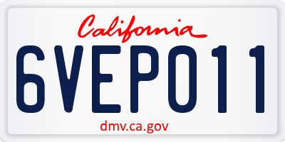 CA license plate 6VEP011