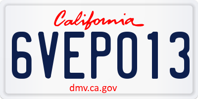 CA license plate 6VEP013