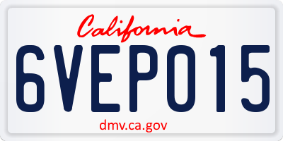 CA license plate 6VEP015