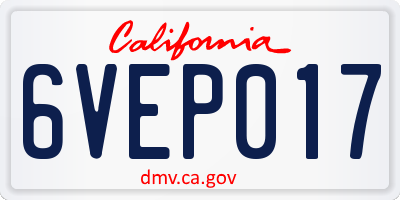 CA license plate 6VEP017