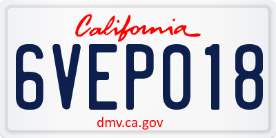CA license plate 6VEP018