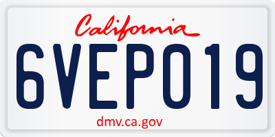 CA license plate 6VEP019