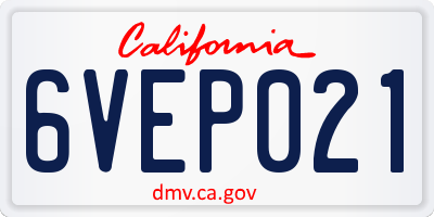 CA license plate 6VEP021
