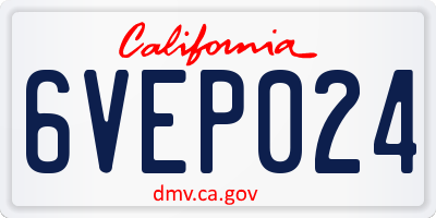 CA license plate 6VEP024