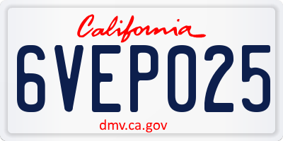 CA license plate 6VEP025