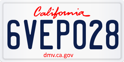 CA license plate 6VEP028
